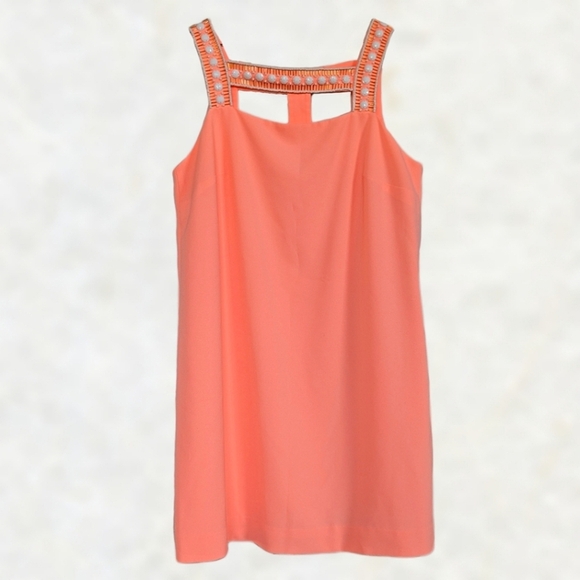 Lilly Pulitzer Dresses & Skirts - Lilly Pulitzer Mason Beaded Sleeveless Shift Mini Dress Coral Orange sz 6/ 8